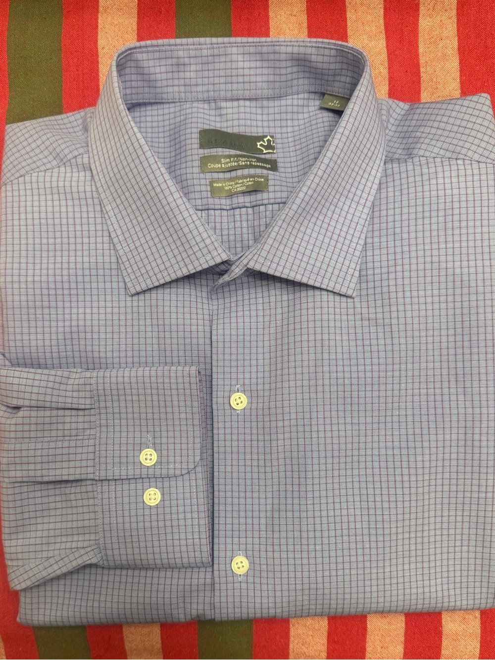 Sears Light Blue and Navy Micro-Check Dress Shirt